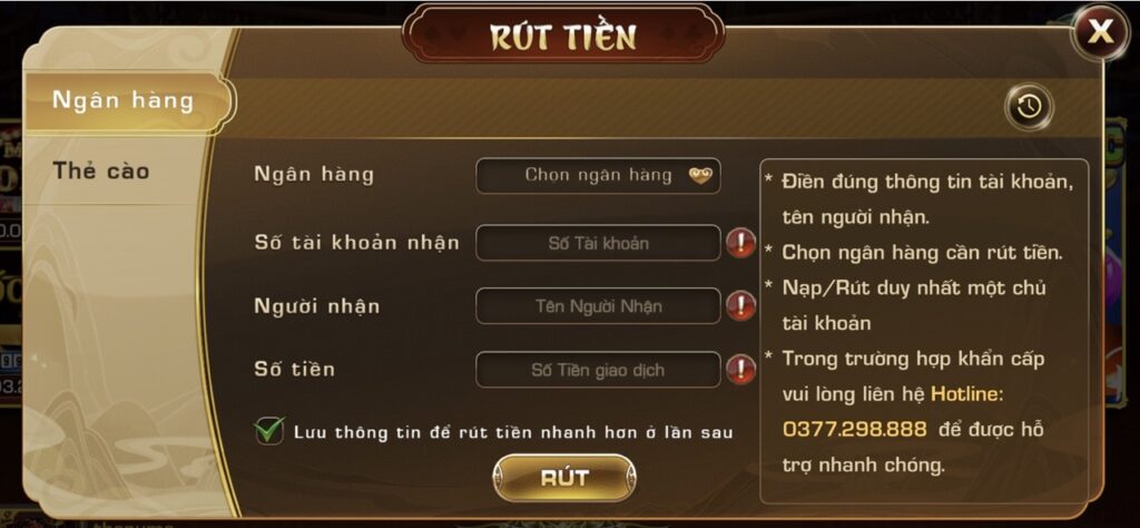 Rút tiền tại Iwin